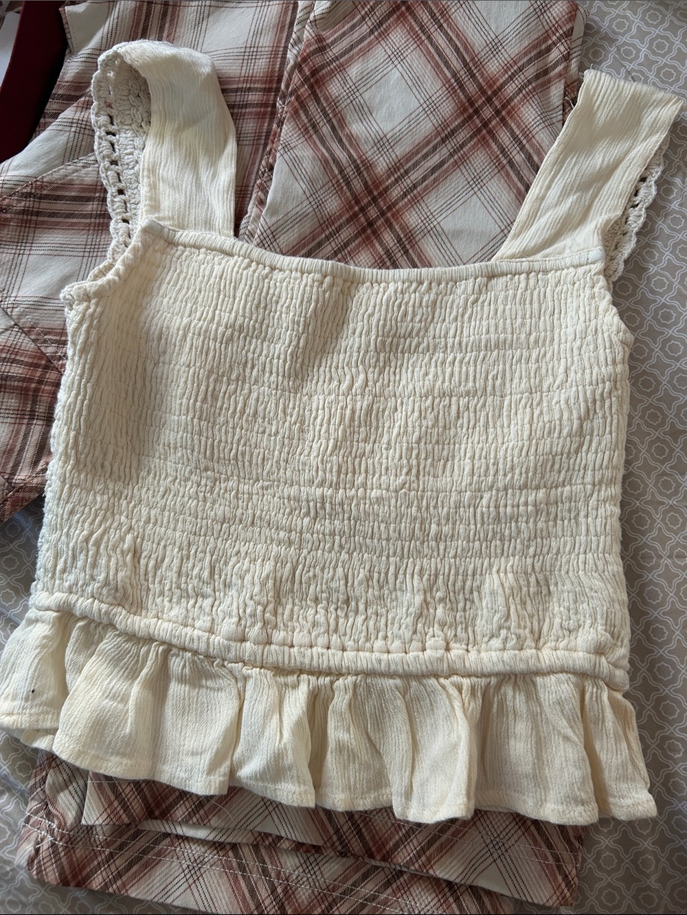 Crochet Ruffle Camisole Top - Cream - Picture 2 of 3